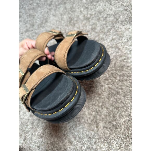 Dr. Martens Myles Platform Slide Sandal Tan Nubuck Slip on Shoes Women’s Size 7 - Picture 8 of 11